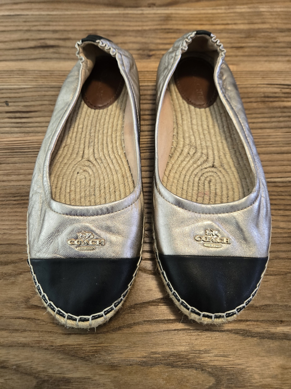 Coach Camryn Metallic Leather Espadrille Slip-on Size 10 - Picture 2 of 14
